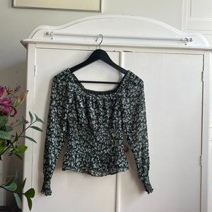 Madewell smocked square-neck blouse